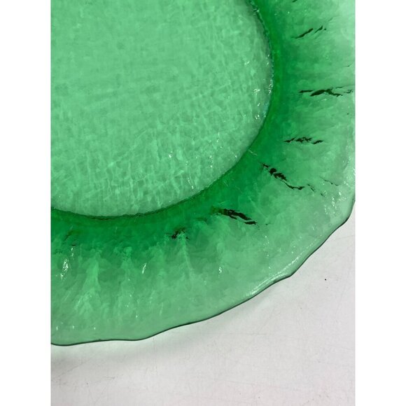 Morgantown Crinkle Set of 4 Vintage Green Depression Glass Plates Textured Rim & - Picture 6 of 6